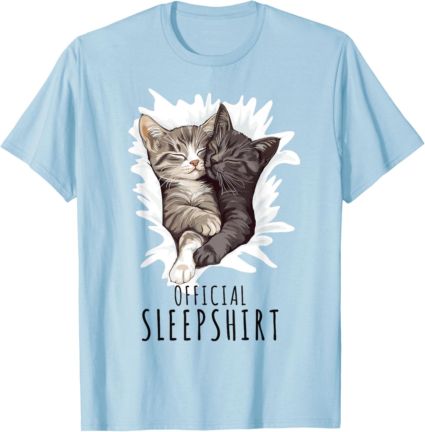 Cuddling Cats Sleepshirt Official Sleepshirt Cats T-Shirt - T-Shirt | Light Blue
