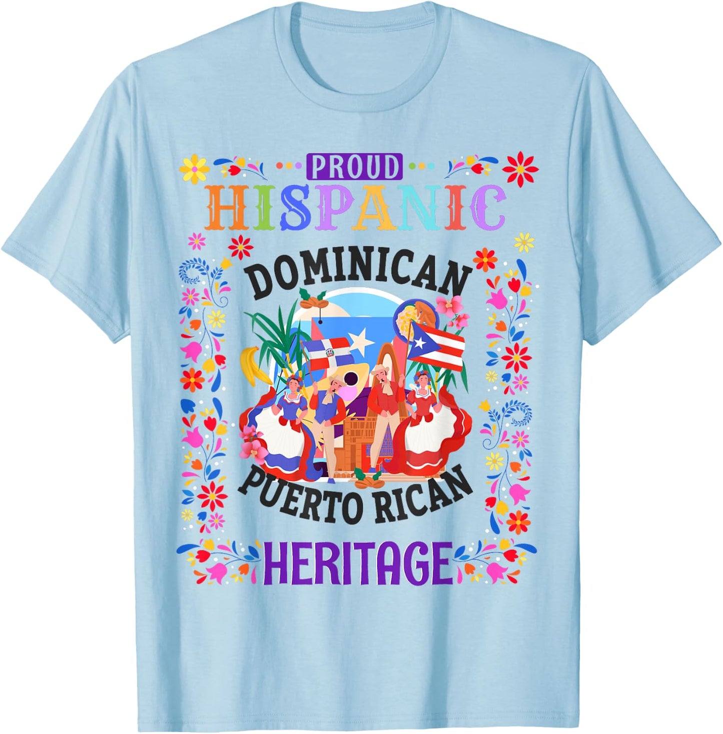 Dominican & Puerto Rican Flag Outfit Idea For Kids Dominican T-Shirt - T-Shirt | Light Blue