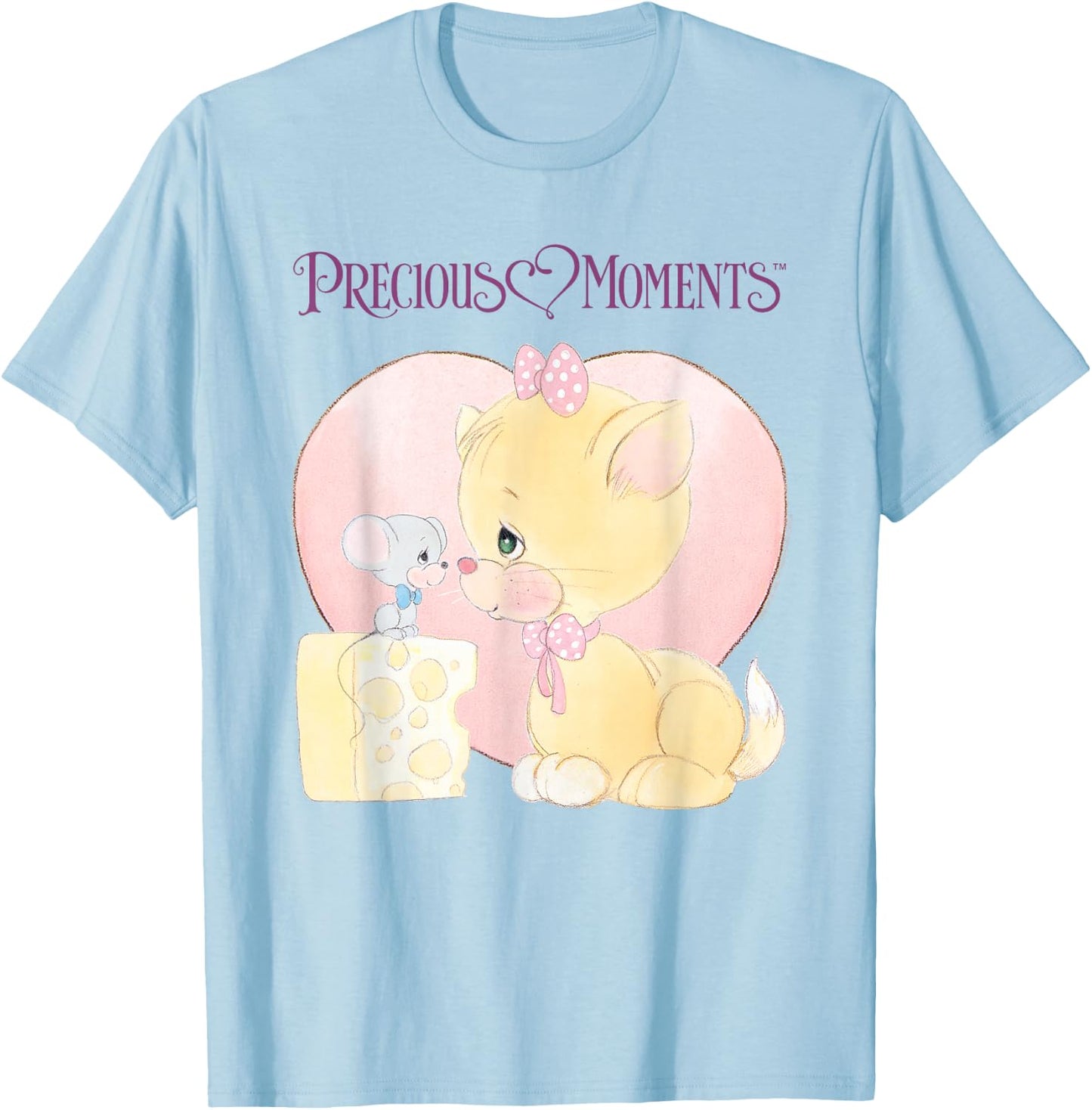 Precious Moments Cat and Mouse with Cheese T-Shirt - T-Shirt | Light Blue
