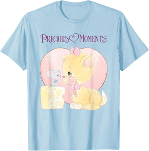 Precious Moments Cat and Mouse with Cheese T-Shirt - T-Shirt | Light Blue