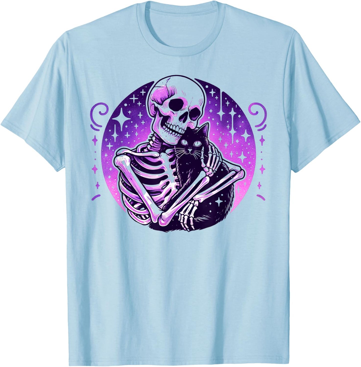 Skeleton Cute Cat Skull Kitty Goth Halloween Women T-Shirt - T-Shirt | Light Blue