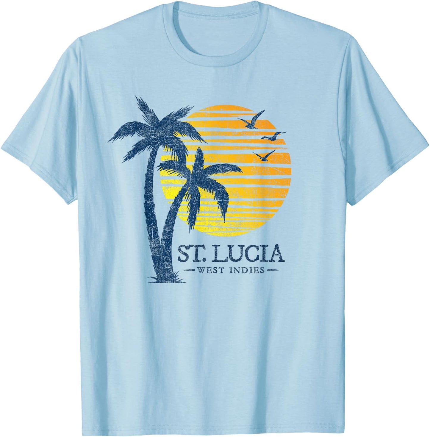 Retro St Lucia Beach Sunset Boys Girls Souvenir T-Shirt - T-Shirt | Light Blue
