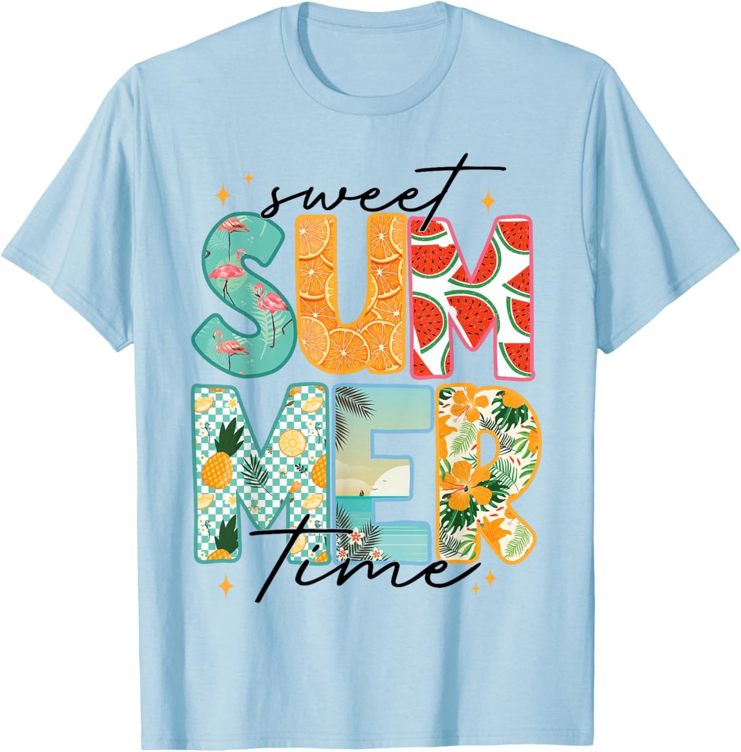 Sweet Summer Time Funny Summer Vacation Beach T-Shirt - T-Shirt | Light Blue