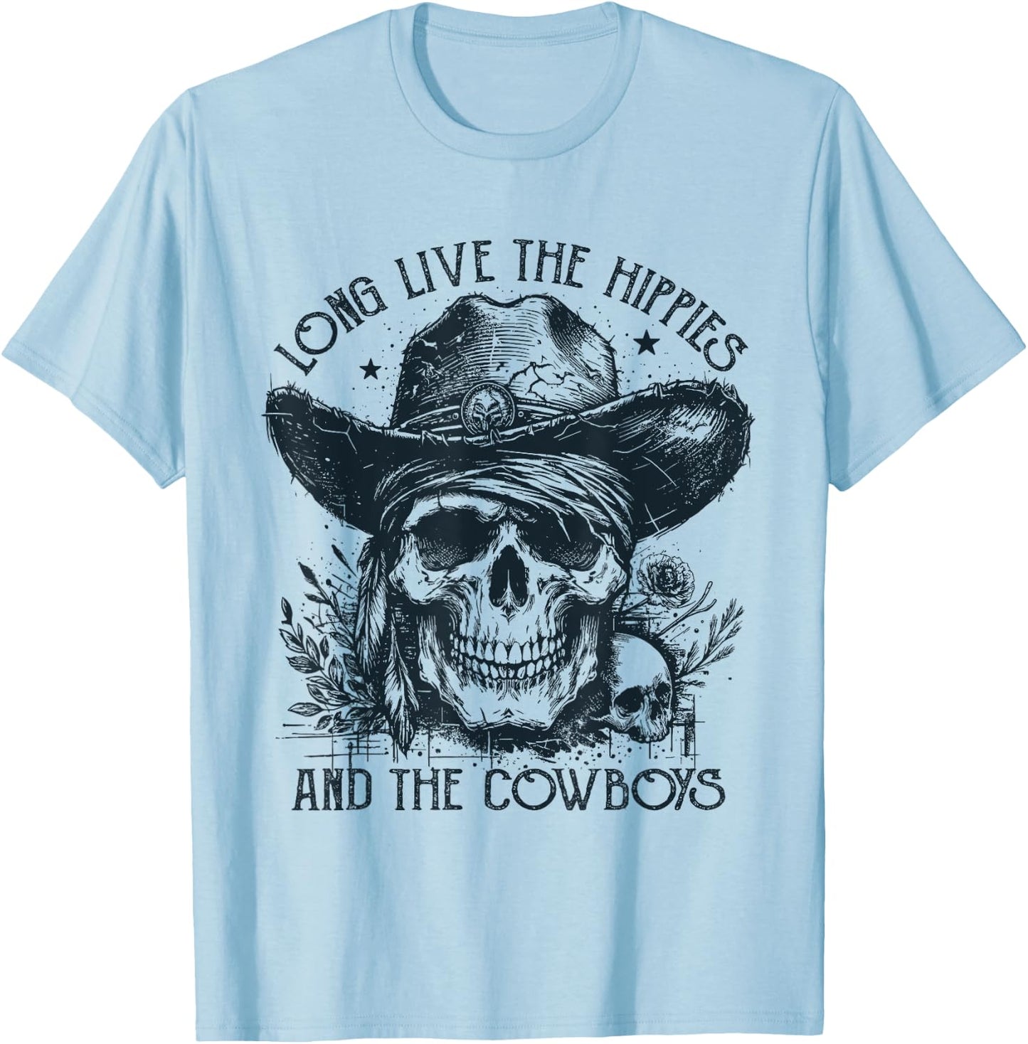 Long Live The Hippies And The Cowboys Country T-Shirt - T-Shirt | Light Blue