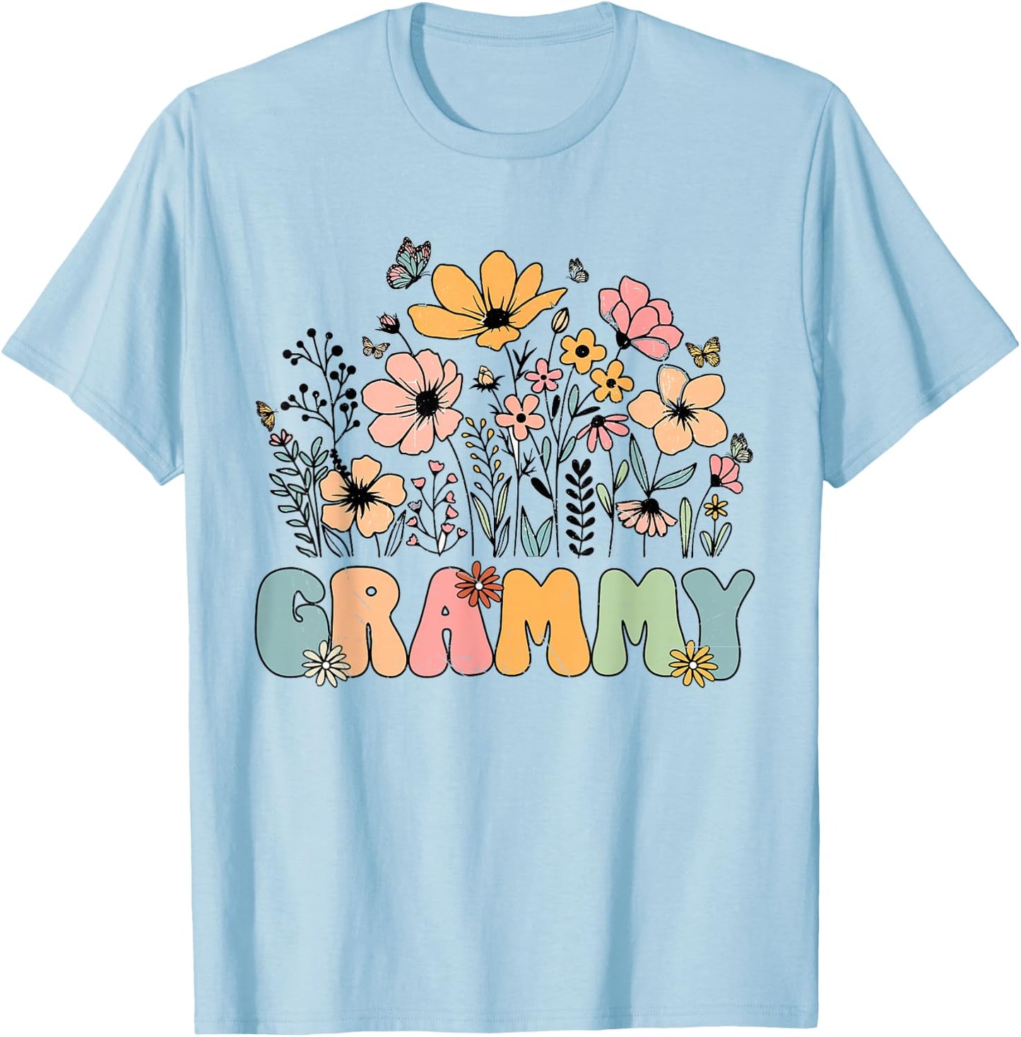 Wildflower Grammy shirt Grammie Grandmother Announcement T-Shirt - T-Shirt | Light Blue