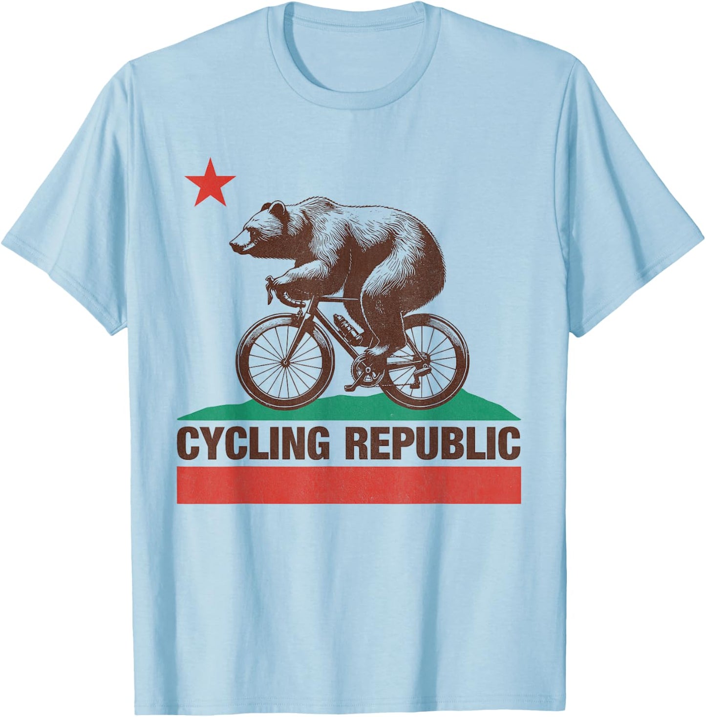California Flag Cycling Republic - Bear Cyclist T-Shirt - T-Shirt | Light Blue