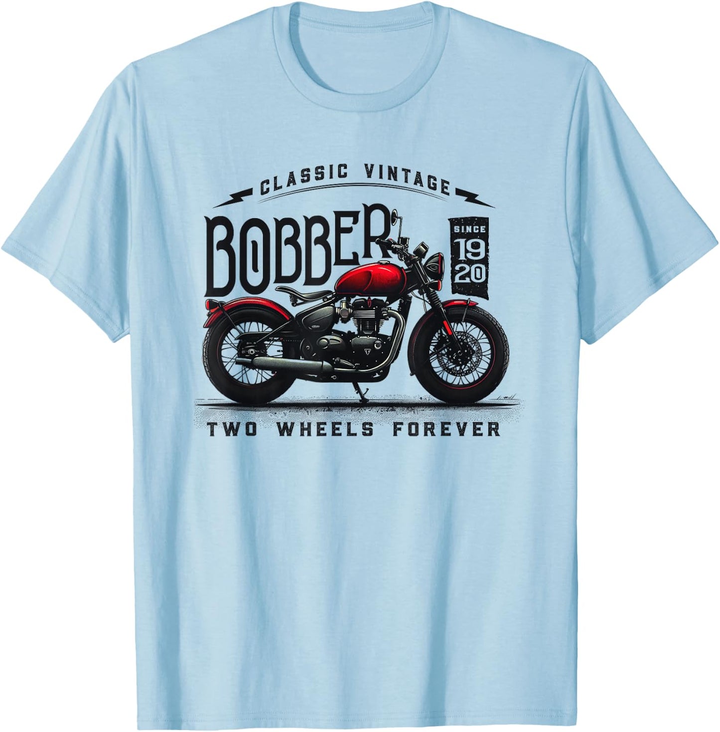 Classic Vintage Bobber Motorcycle T-Shirt - T-Shirt | Light Blue