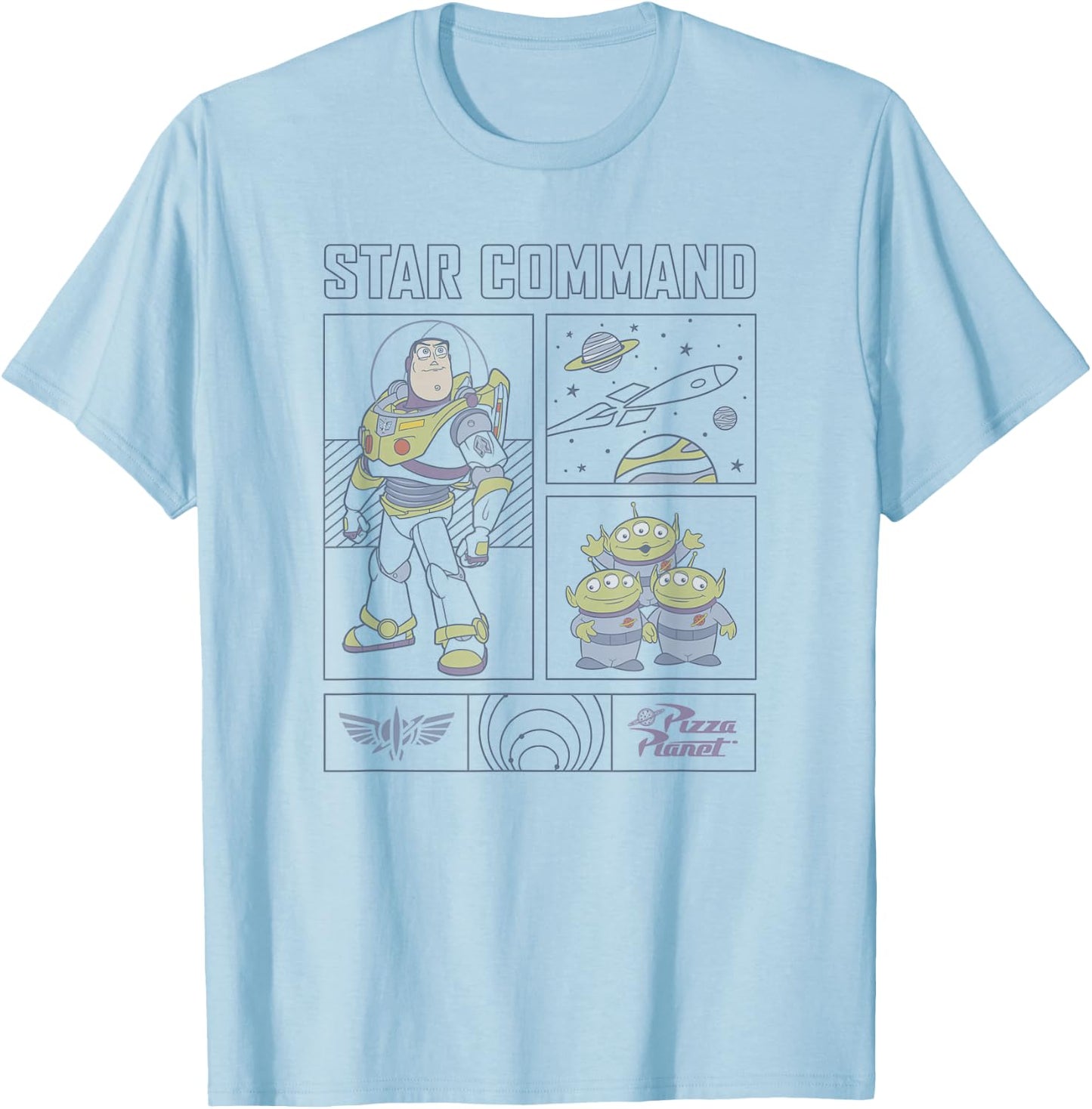 Disney Pixar Toy Story Buzz Lightyear Star Command Comic T-Shirt - T-Shirt | Light Blue