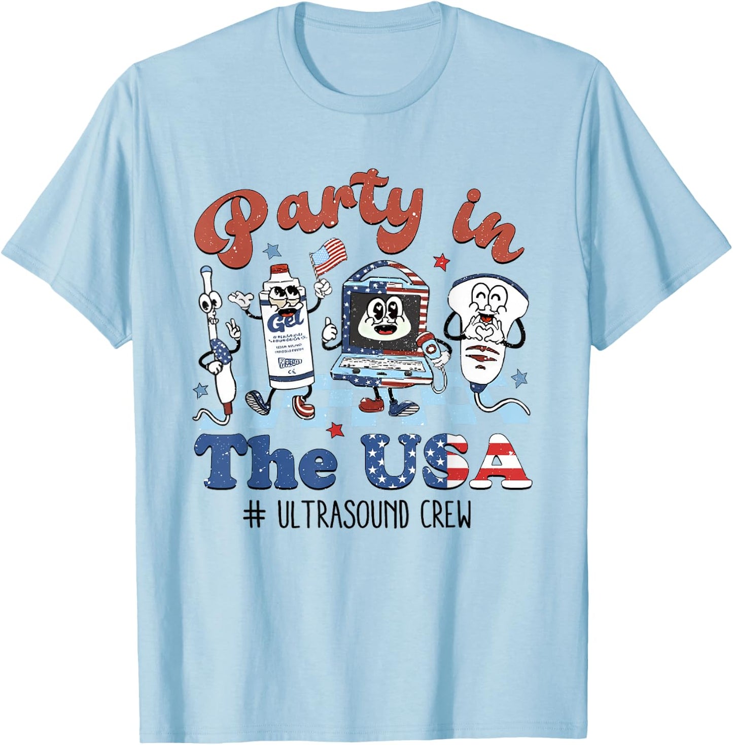 Women Retro Ultrasound Tech 4th of July Sonographer RDMS T-Shirt - T-Shirt | Light Blue