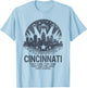Funny Cincinnati OH City Skyline UFO Chili Mac Cincinnati T-Shirt - T-Shirt | Light Blue