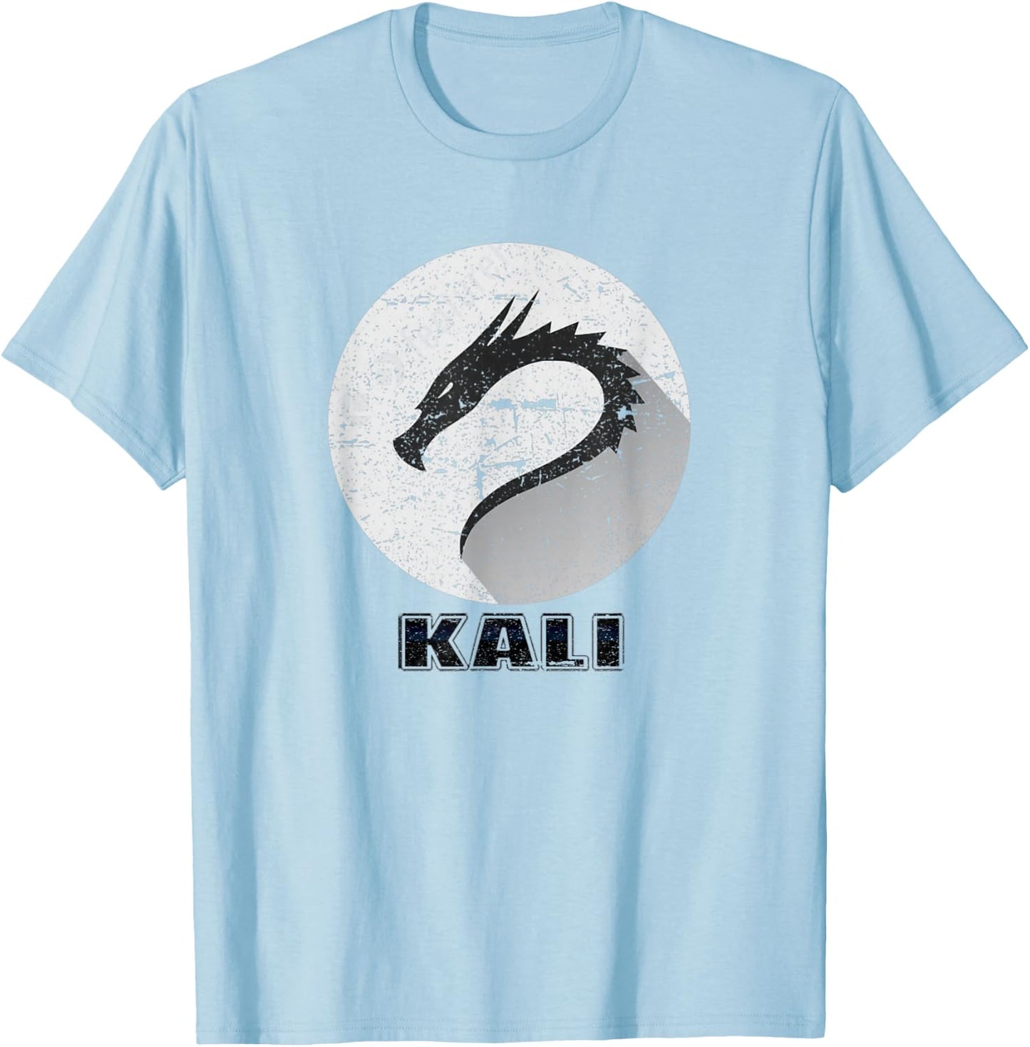 Kali Linux Scratched tagline Dragon logo Open Source Os T-Shirt - T-Shirt | Light Blue