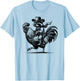 Funny Raccoon With Cowboy Hat & Boots Riding Rooster Vintage T-Shirt - T-Shirt | Light Blue