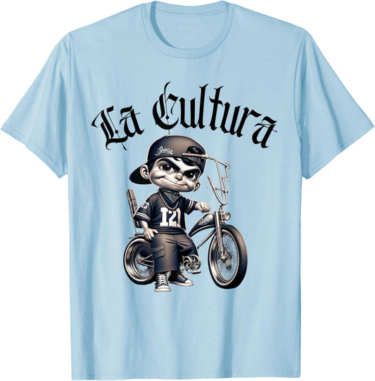 Chicano Mexican Hispanic Bike Show Lowrider Bike La Cultura T-Shirt - T-Shirt | Light Blue