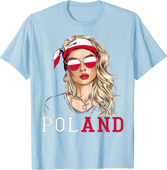 Polish Flag Outfit for Woman Products Uniform Poland T-Shirt - T-Shirt | Light Blue