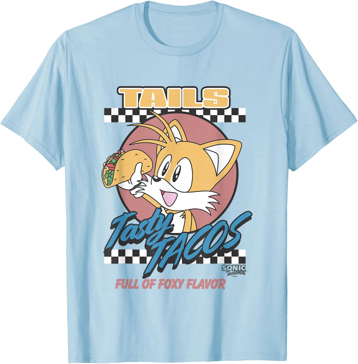 Sonic The Hedgehog Tails Tasty Tacos Foxy Flavor Vintage T-Shirt - T-Shirt | Light Blue