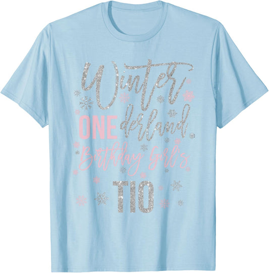 Tio Pink Winter Onederland 1st Birthday Snowflake Matching T-Shirt - T-Shirt | Light Blue