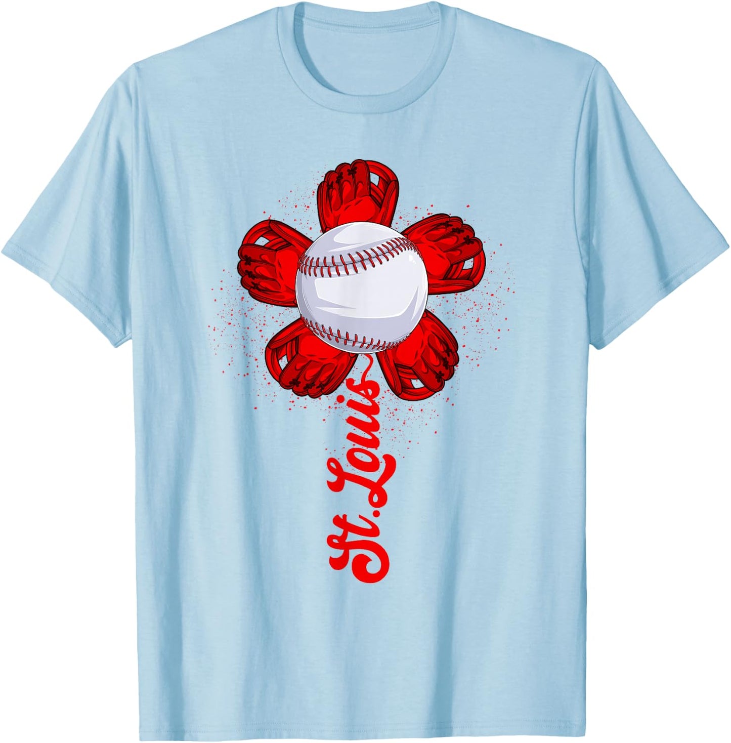 St. Louis Retro Baseball Flower Lover Met At Game Day Boys T-Shirt - T-Shirt | Light Blue