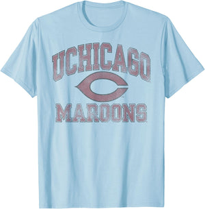 Chicago Maroons Vintage Worn Gray Officially Licensed T-Shirt - T-Shirt | Light Blue