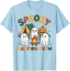 Spooky Camping Crew Ghosts Halloween Campfire Vintage Boo T-Shirt - T-Shirt | Light Blue