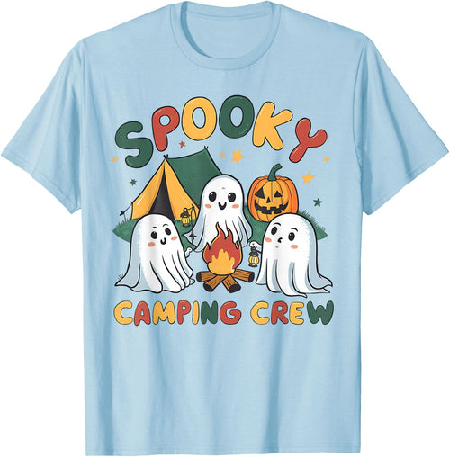 Spooky Camping Crew Ghosts Halloween Campfire Vintage Boo