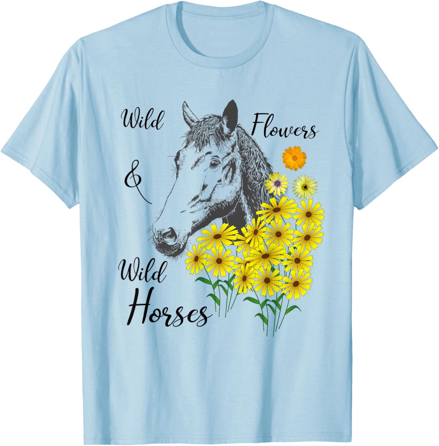 Wildflowers & Wild Horses Western Shirt T-Shirt - T-Shirt | Light Blue