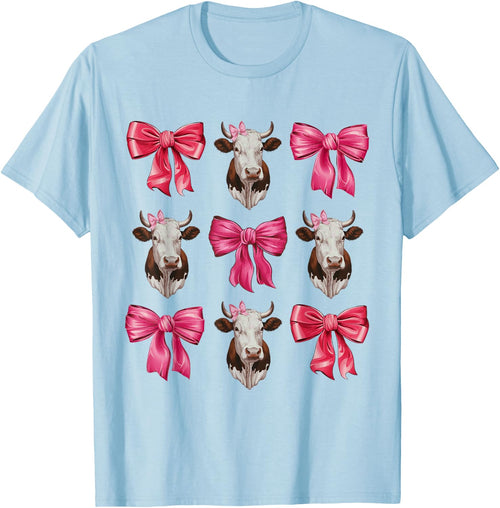 Cute Pink Coquette Bow Cow Mom Western Aesthetic Cowgirl