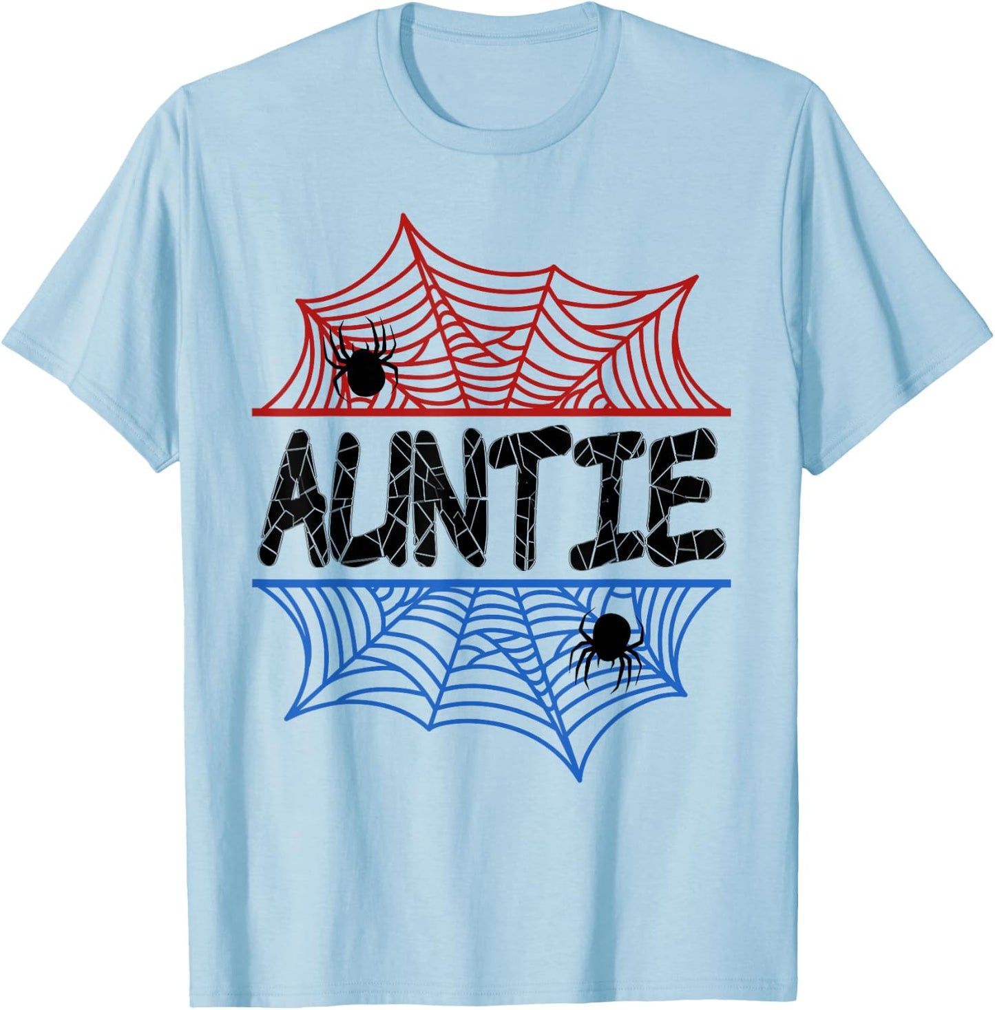 Auntie Of The Birthday Boy Spider Aunt Bday Party T-Shirt - T-Shirt | Light Blue