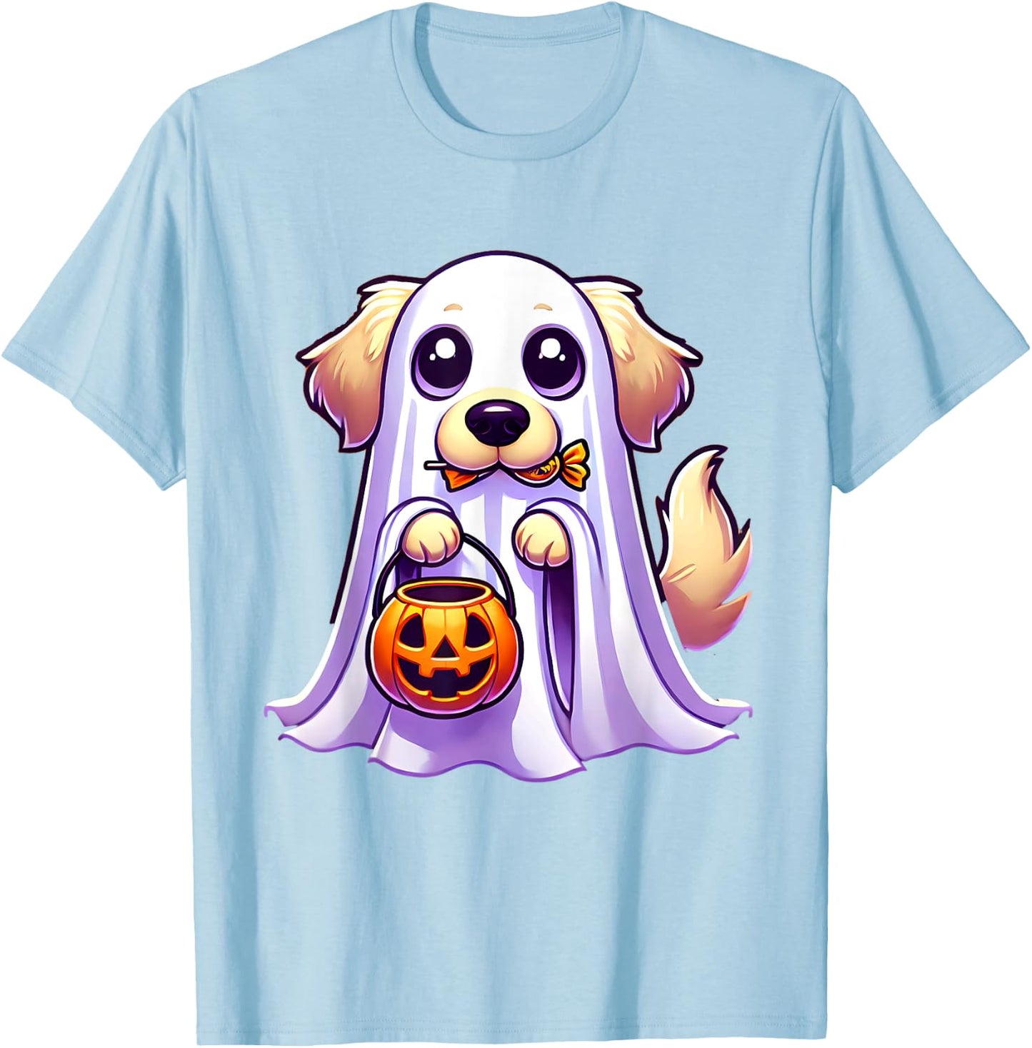 Golden Retriever Ghost Halloween Dog Men Women Kids T-Shirt - T-Shirt | Light Blue