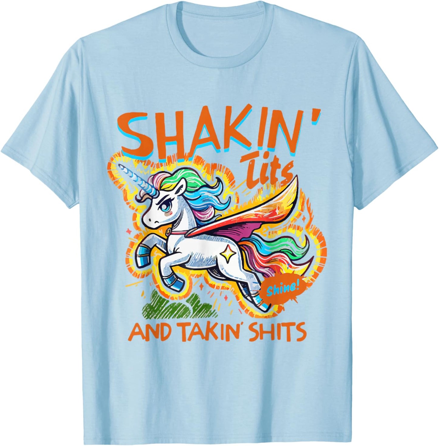 Funny Shakin' Tits Graphic Gag Gifts T-Shirt - T-Shirt | Light Blue