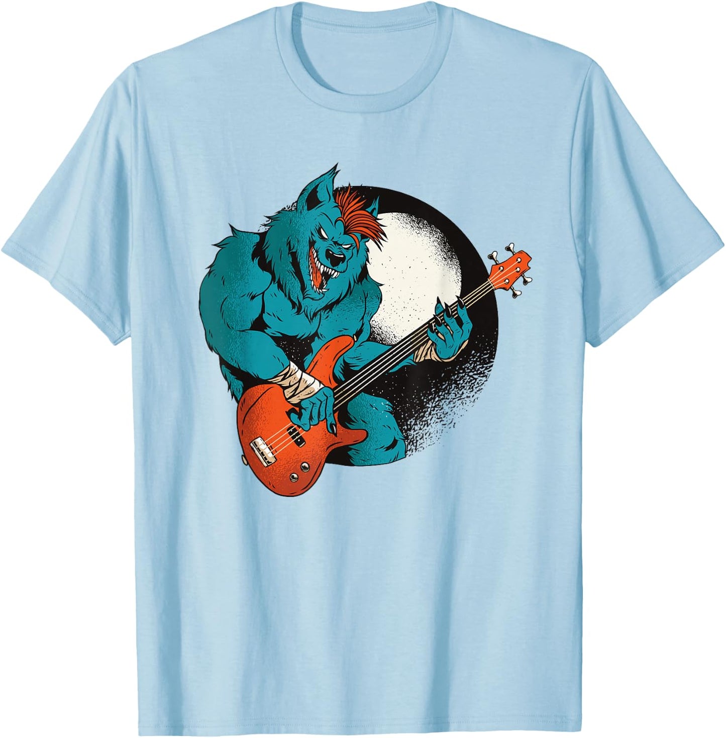 Werewolf Guitarist Guitar Music Musician T-Shirt - T-Shirt | Light Blue