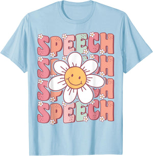 Groovy Retro Speech Language Pathologist Speech Therapist T-Shirt - T-Shirt | Light Blue