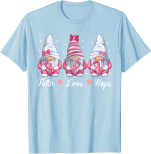 Breast Cancer Awareness, Gnomes Pink Ribbon Girls T-Shirt - T-Shirt | Light Blue