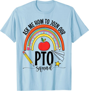 PTO Crew Parent Teacher Organization Parent School Volunteer Women Girls Kids T-Shirt - T-Shirt | Light Blue