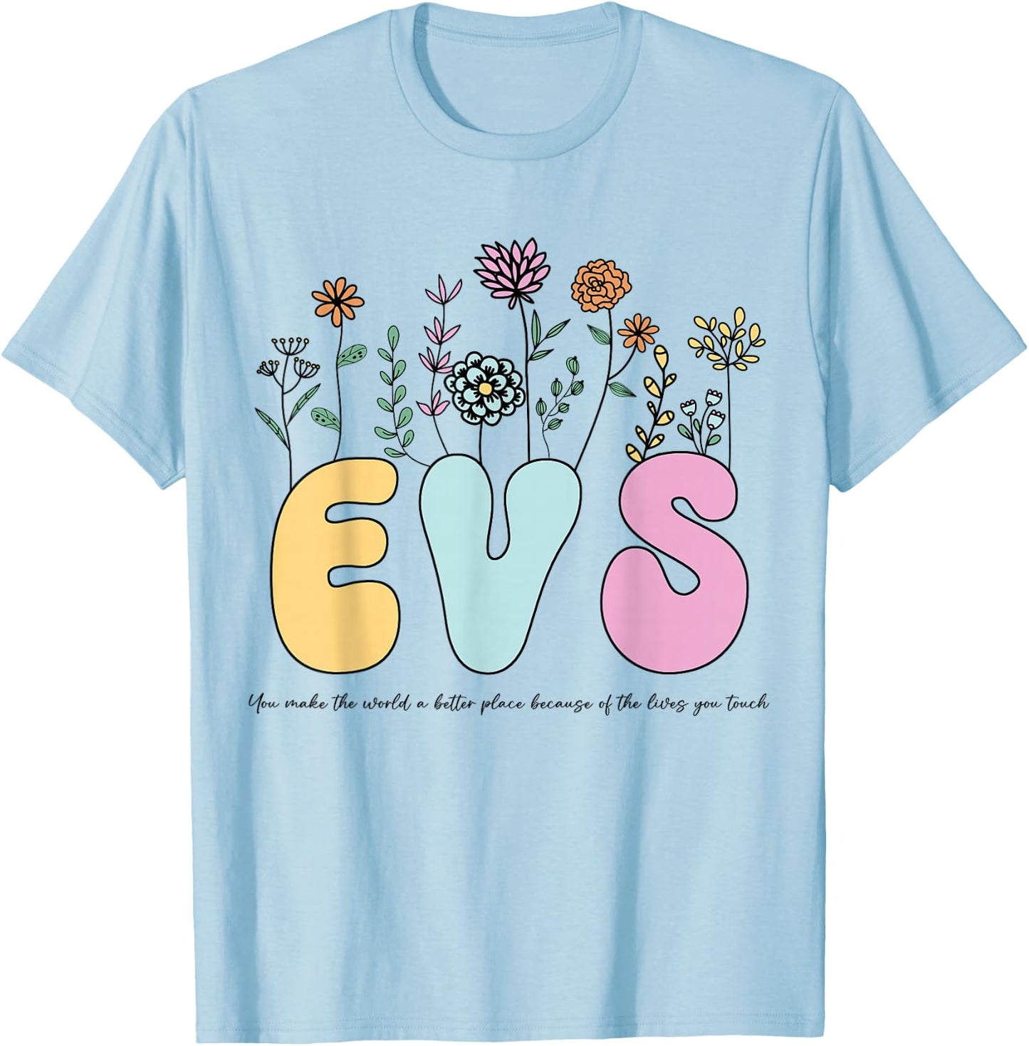 Retro Vintage Floral EVS Shirt Nurse Week T-Shirt - T-Shirt | Light Blue