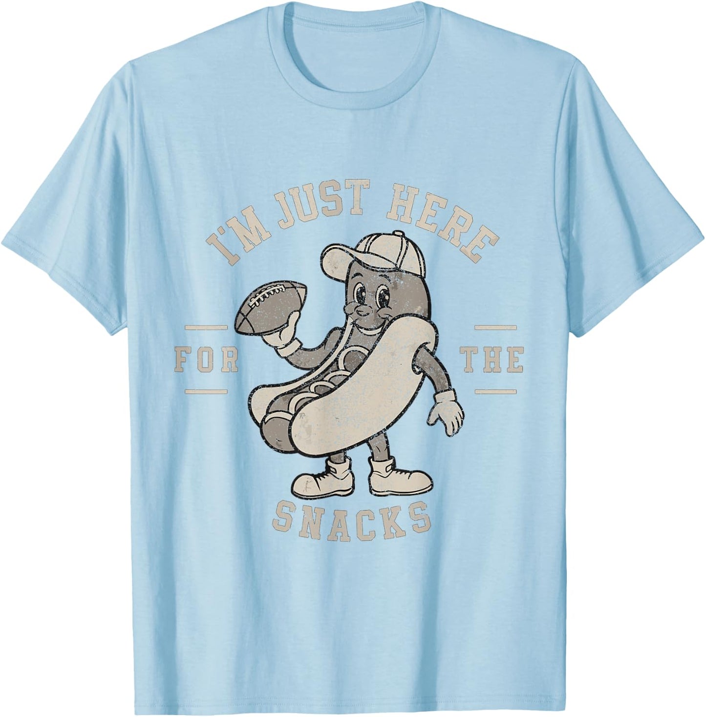 Funny I'm Just Here For The Snacks Football T-Shirt - T-Shirt | Light Blue