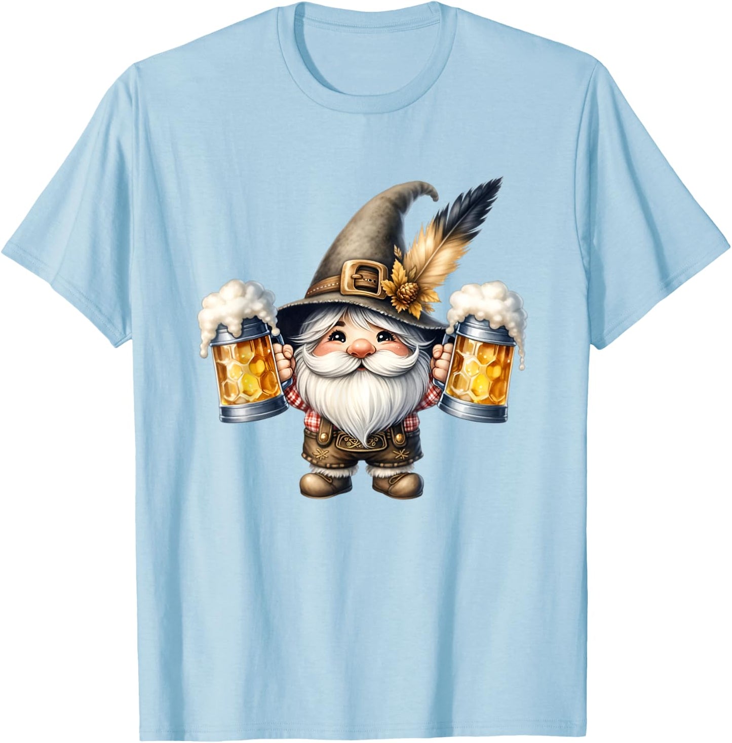 Funny Oktoberfest Graphic And Men German Gnome T-Shirt - T-Shirt | Light Blue