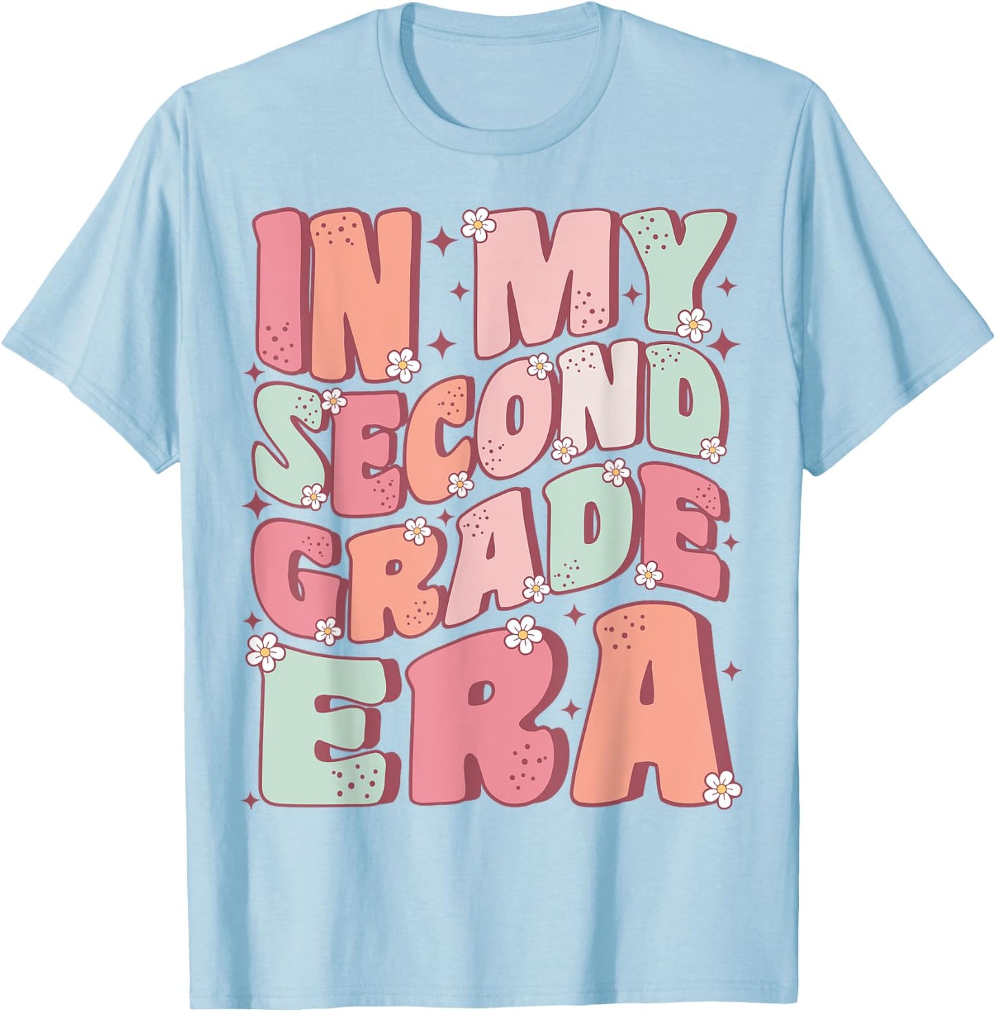 In My Second Grade Era Cute Groovy 2nd Grade Back to School T-Shirt - T-Shirt | Light Blue