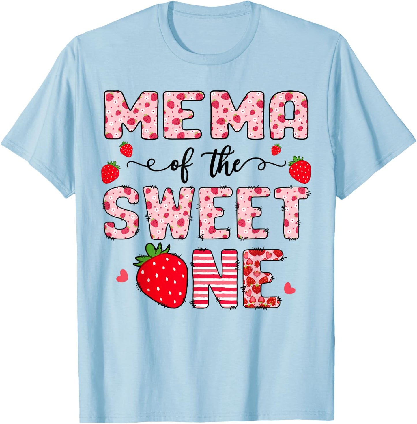 Mema Of The Sweet One 1St Birthday Strawberry Party T-Shirt - T-Shirt | Light Blue