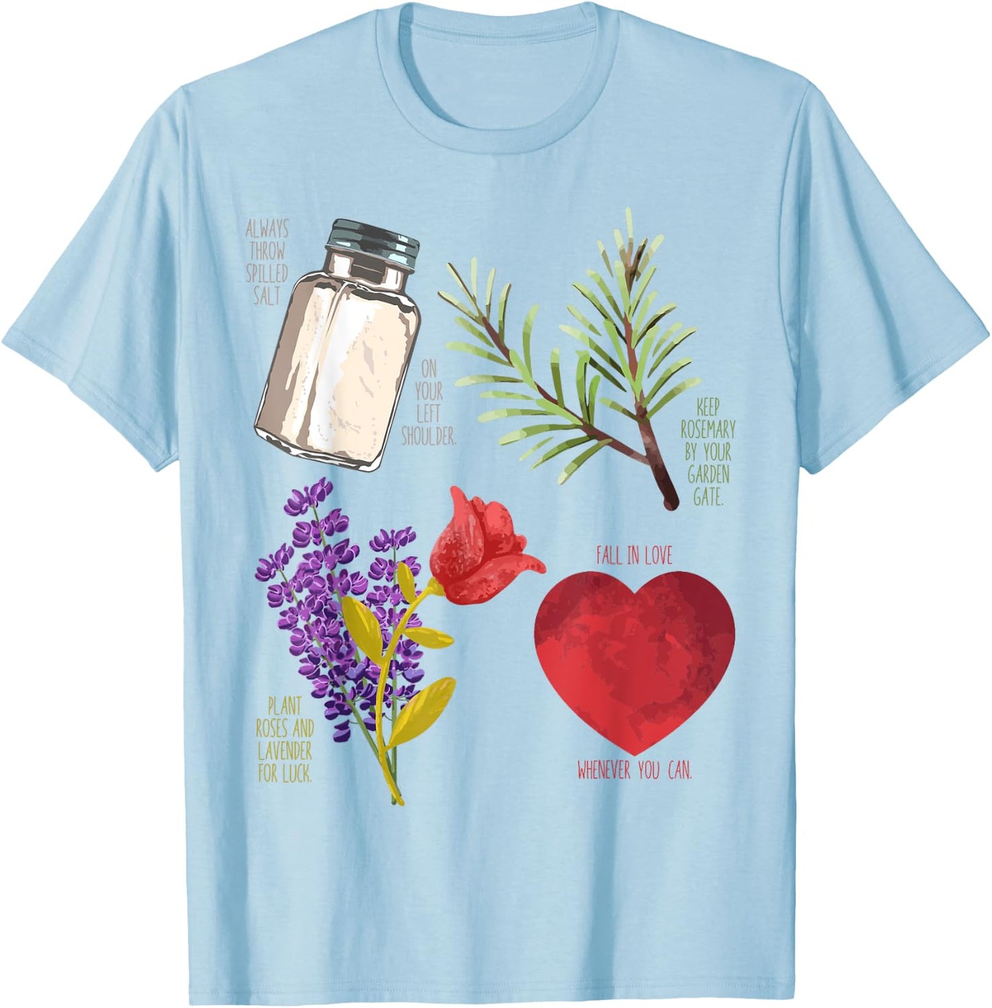 Practical Magic Salt Rosemary Lavender Love Witch Pagan T-Shirt - T-Shirt | Light Blue