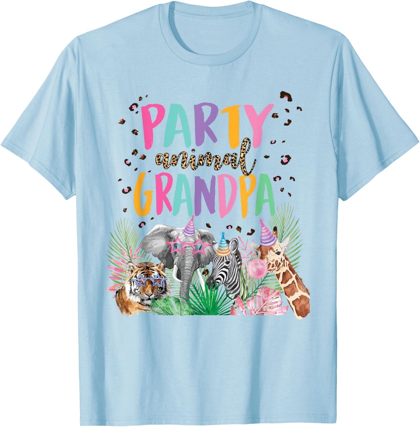 Grandpa Of The Birthday Boy Girl Zoo Theme Animal Party T-Shirt - T-Shirt | Light Blue