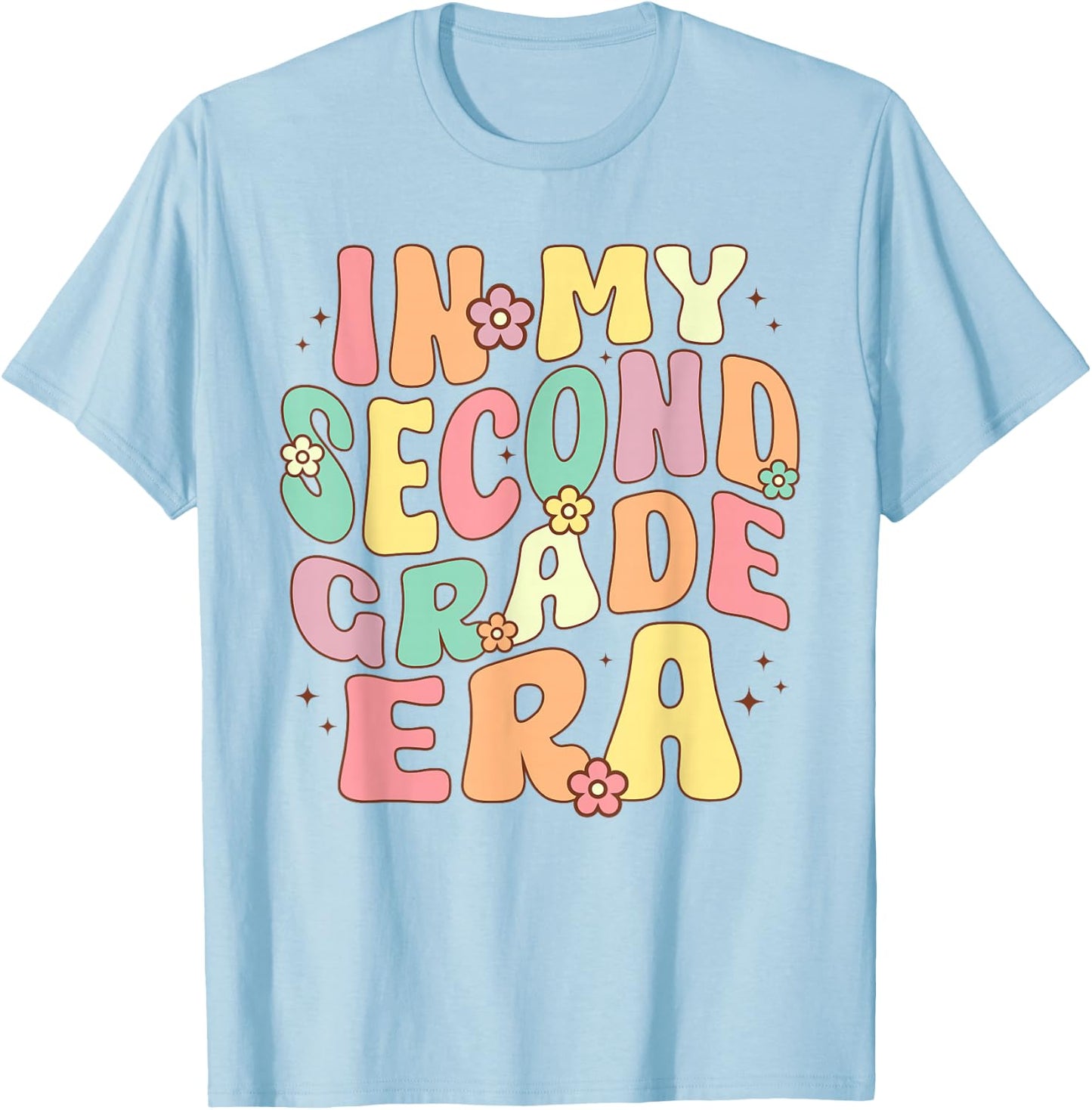 In My Second Grade Era 2nd Grade Groovy Back to School T-Shirt - T-Shirt | Light Blue
