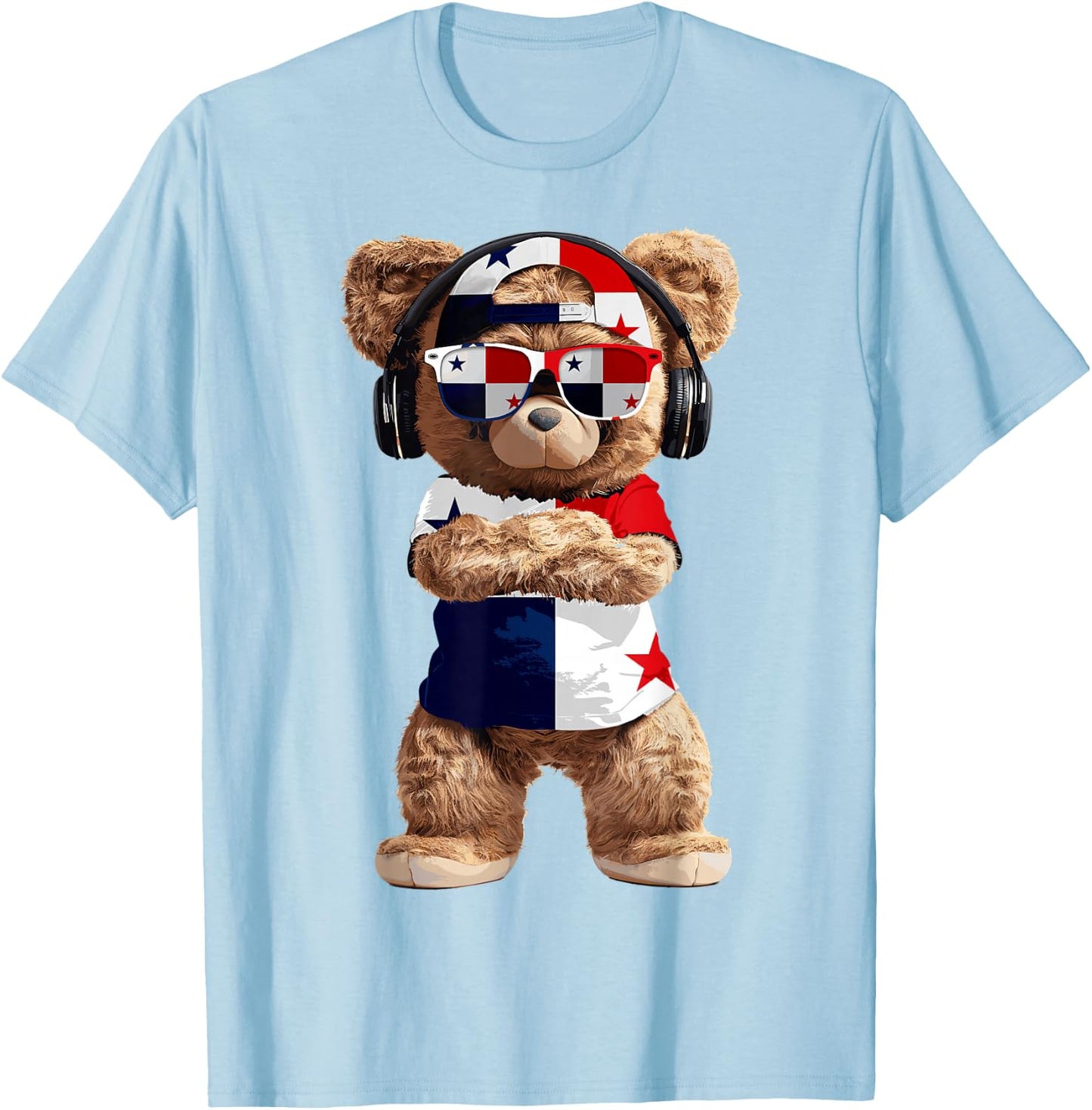 Panama Flag Souvenirs Bear Outfit Products Panamanian T-Shirt - T-Shirt | Light Blue