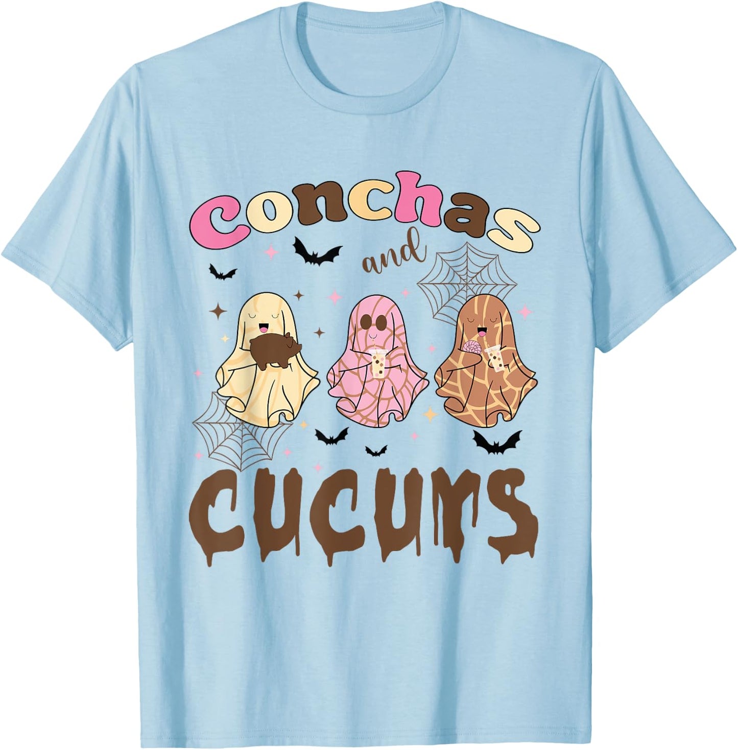 Conchas And Cucuys Funny Halloween Mexican Spooky Ghosts T-Shirt - T-Shirt | Light Blue