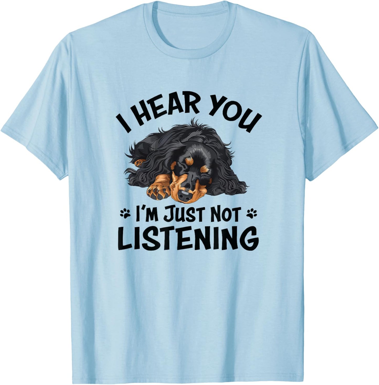Hear You Not Listening Black Long Haired Dachshund Lover T-Shirt - T-Shirt | Light Blue
