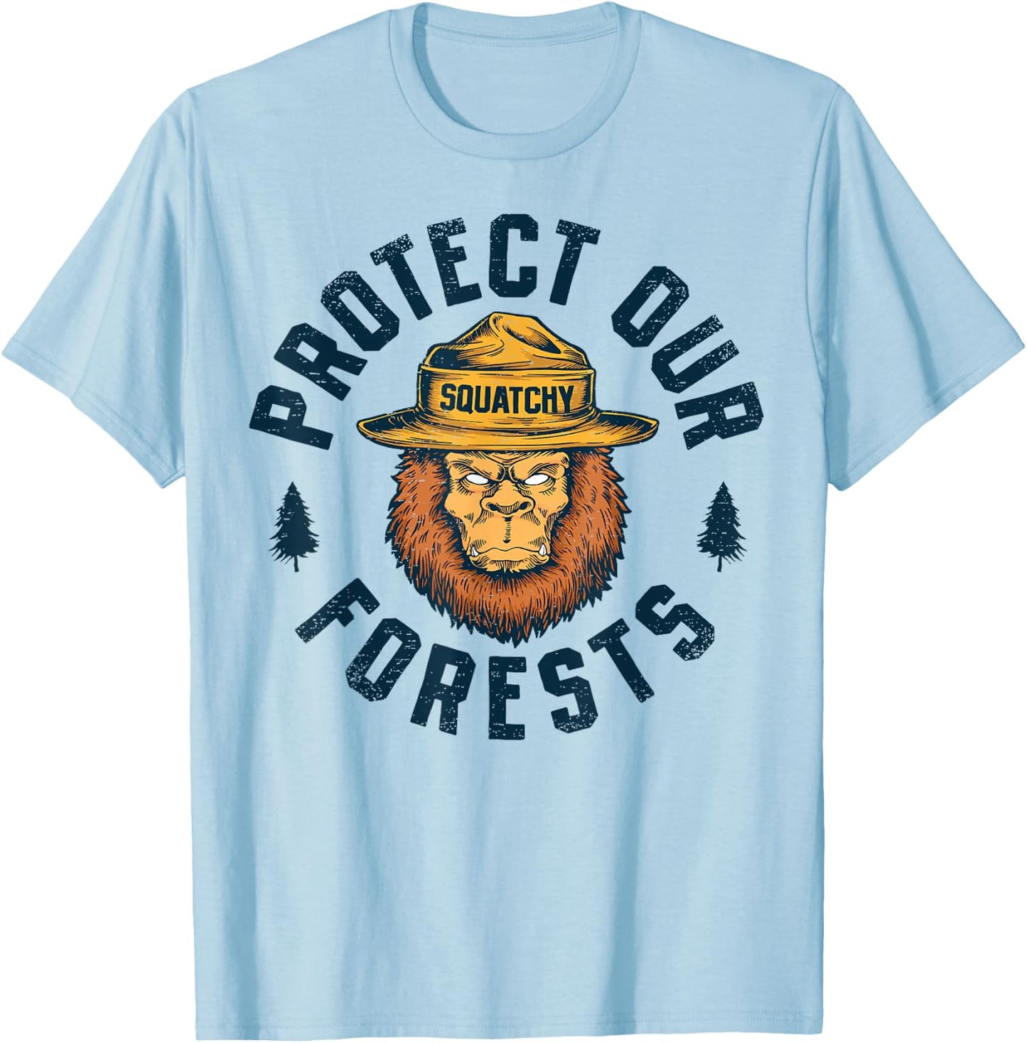 Bigfoot Protect Our Forests National Park Retro Sasquatch T-Shirt - T-Shirt | Light Blue