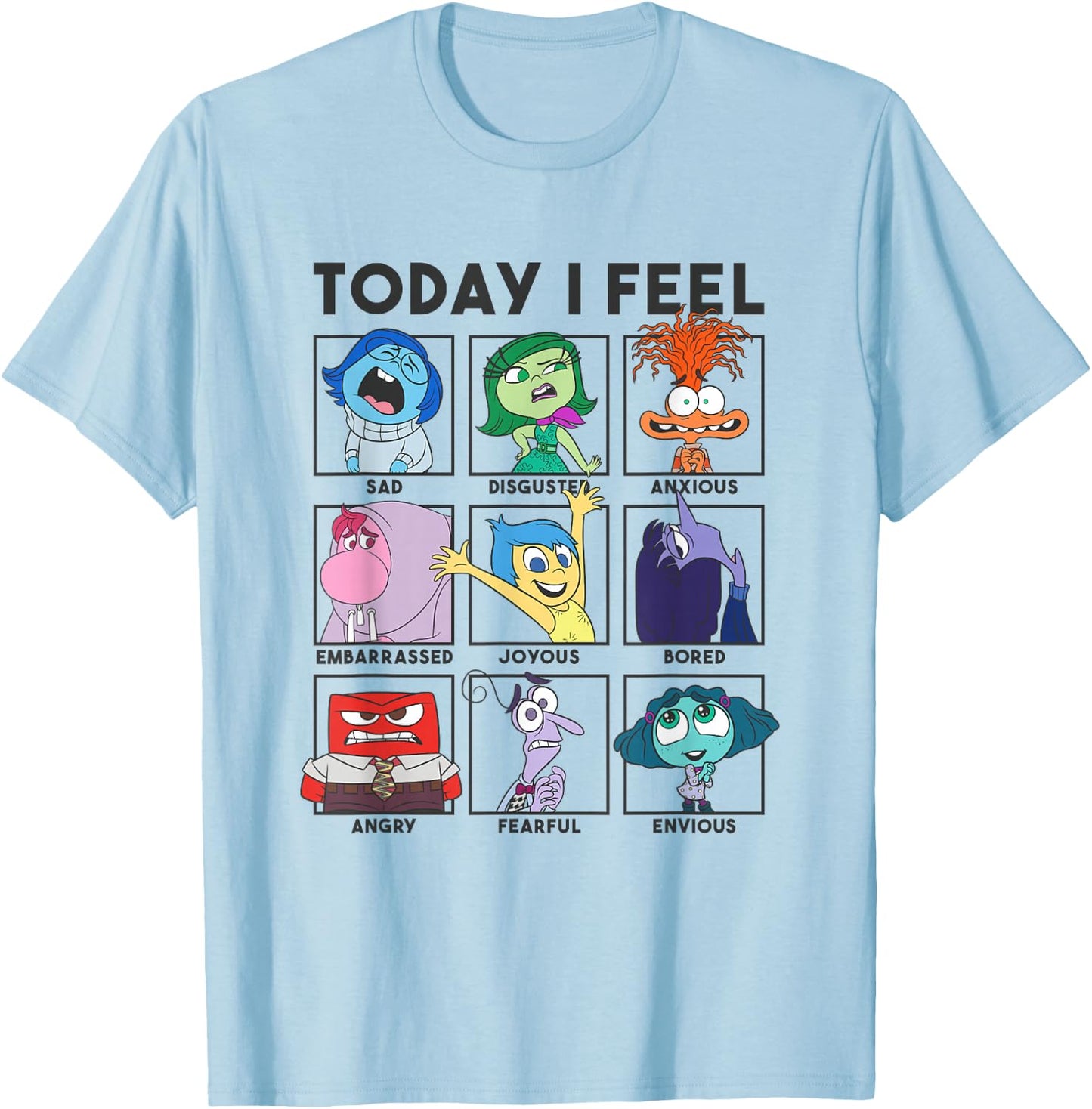 Disney Pixar Inside Out 2 Today I Feel... Emotions Panels T-Shirt - T-Shirt | Light Blue