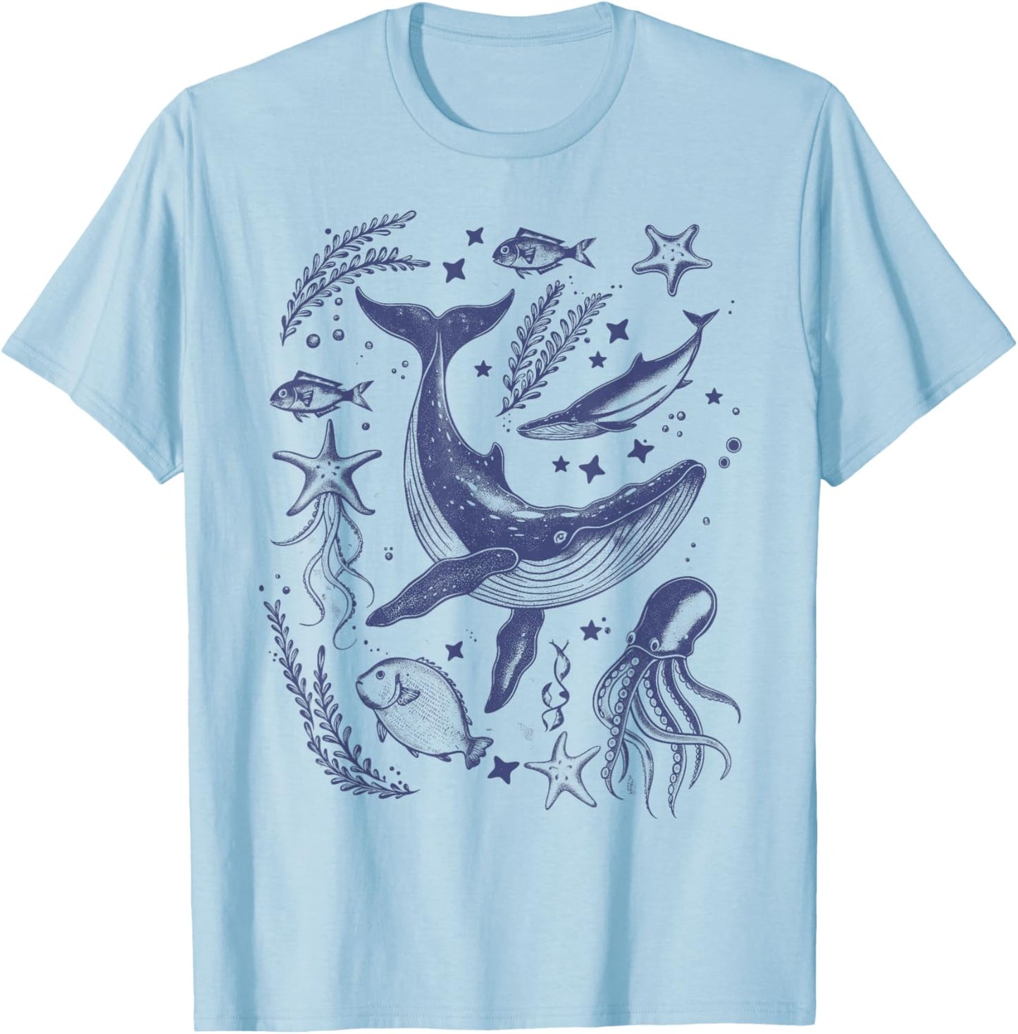 Ocean Marine Life Collection Sea Life lover Graphic T-Shirt - T-Shirt | Light Blue