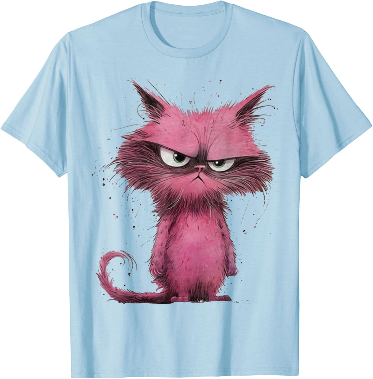 Funny Pink - Cat Angry Grumpy Cute Pet Cat lover Women Girls Kids T-Shirt - T-Shirt | Light Blue