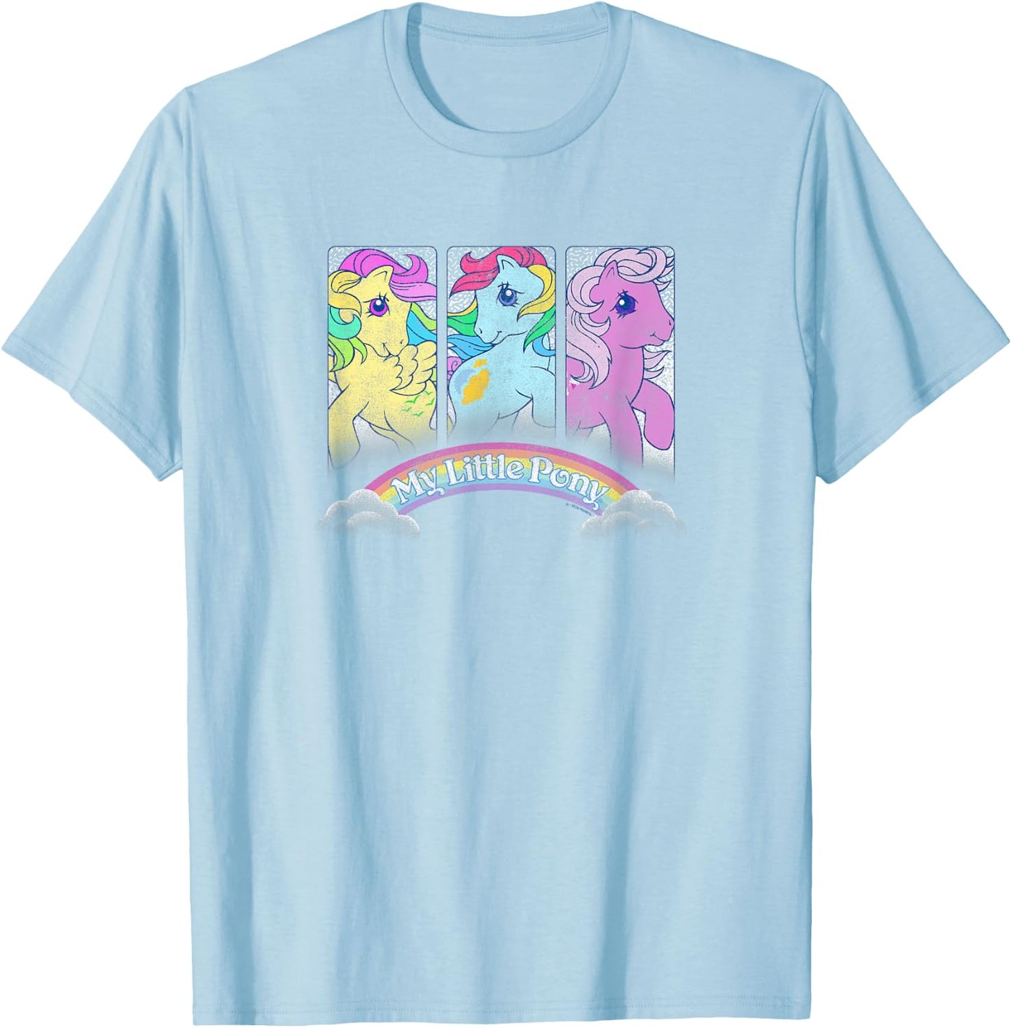 My Little Pony Classic Group Shot Retro Rainbow Box Up T-Shirt - T-Shirt | Light Blue