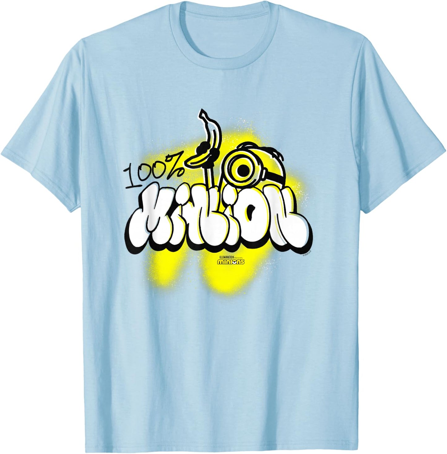 Minions 100% Minion Urban Style Banana Mural Vintage T-Shirt - T-Shirt | Light Blue